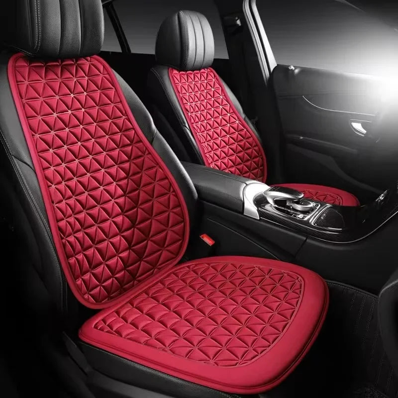 Red seat and back cushion on a car seat