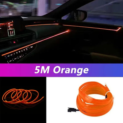 5 m (16.5 ft) EL Wire Car Interior Ambient Light, Flexible Neon Trim Strip with USB or 12V Socket Driver, 10 Colors