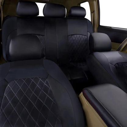 Quilted PU Leather Car Seat Covers, Front Pair or Full 5 Seat Set, Universal Fit for Cars, SUVs and Pickup Trucks, 4 Colors