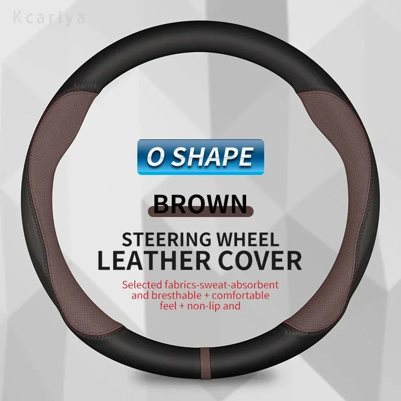 Steering Wheel Cover for Honda Civic 2022-2024, Slip-On PU Leather for Round 14.6-15 in (37-38 cm) Wheels, 5 Colors