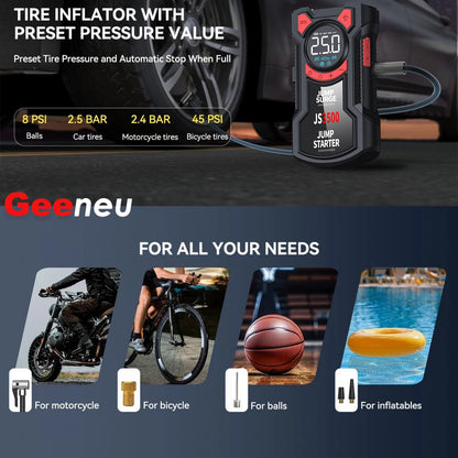 5-in-1 Portable Car Jump Starter with 150 PSI Air Compressor, Power Bank and LED Light for 12V Vehicles, 10000 or 12000mAh