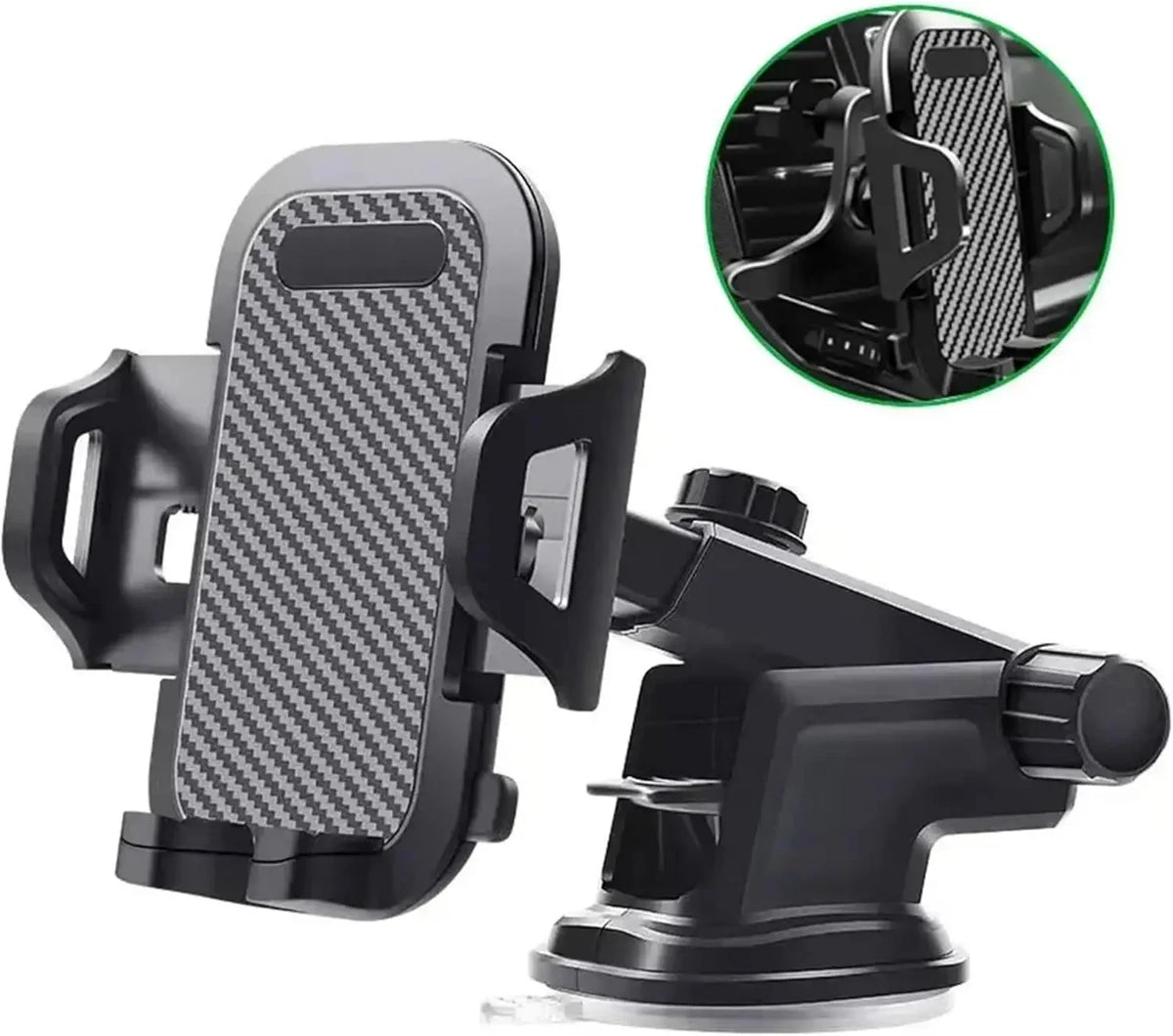 Car Phone Mount with Suction Cup and Telescopic Arm for Dashboard or Windshield, 360 Degree Rotation