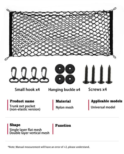 Black Cargo Net for Toyota RAV4 2019-2023 (XA50), Polypropylene Trunk Net with Elastic Cord and 4 Adjustable Hooks, 3 Sizes