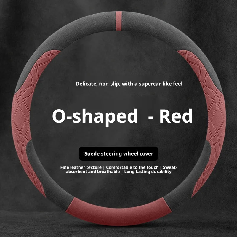 Steering Wheel Cover for Honda Civic, CR-V, Accord, Pilot and Passport, Two-Tone Suede, 15 in (37-38 cm), O or D Shape, 9 Colors