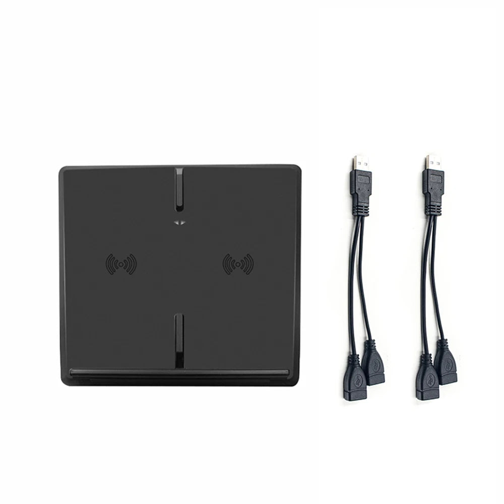 Dual Wireless Charging Pad for Tesla Model 3, Charges Two Phones at Once, 10W Qi Charger with USB Ports and Ambient Light
