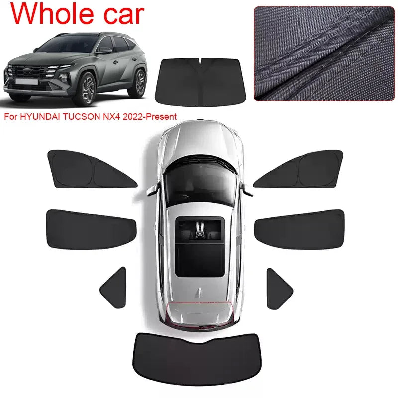 Double-Layer Window Sunshades for Hyundai Tucson 2022-2026 (NX4), Black Privacy Veil, Doors, Windshields or Whole Set