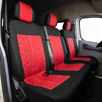 Van and Truck Seat Covers, 1+2 Front Row Set with Tire Tread Pattern, Polyester Fabric for Driver Seat and Double Bench, 5 Colors