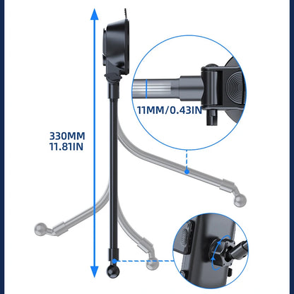 Flexible Long Arm Car Phone Mount with Suction Cup, Gooseneck Holder for Windshield or Dashboard