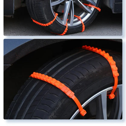 Anti-skid ties gripping in the snow