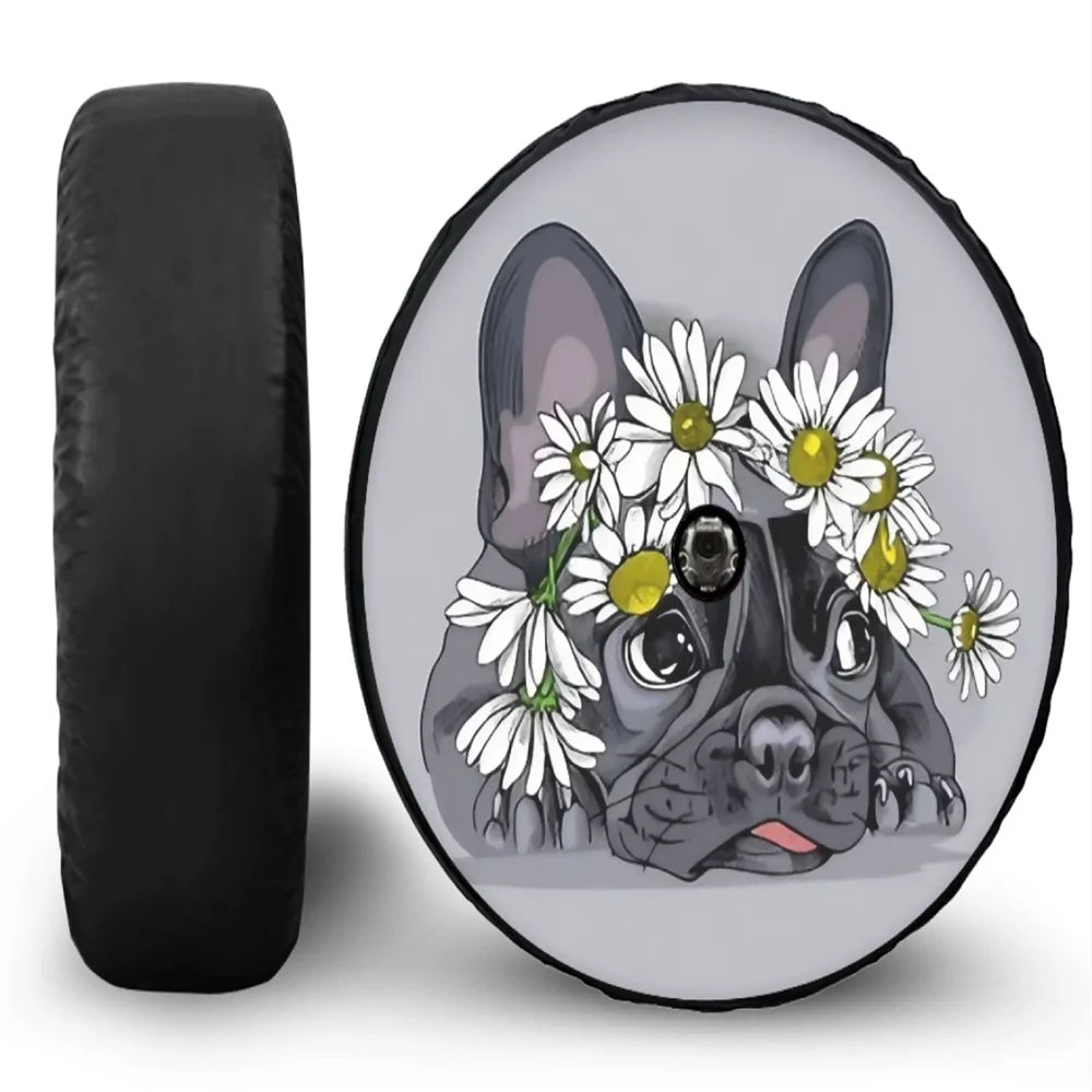 Spare Tire Cover for Jeep Wrangler with Backup Camera Hole, 4x4 Off-Road Paw PU Leather, 15 to 18 in, Plain Black or 19 Prints