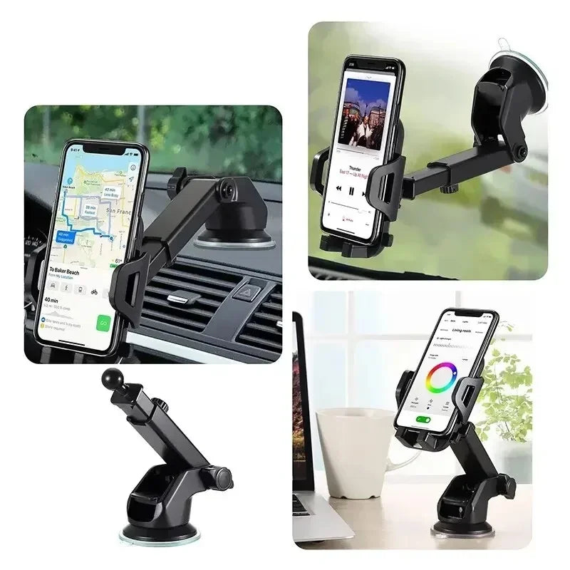 Phone mount used for navigation on a dashboard and windshield
