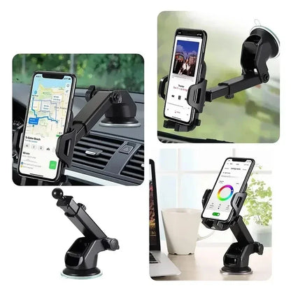 Phone mount used for navigation on a dashboard and windshield