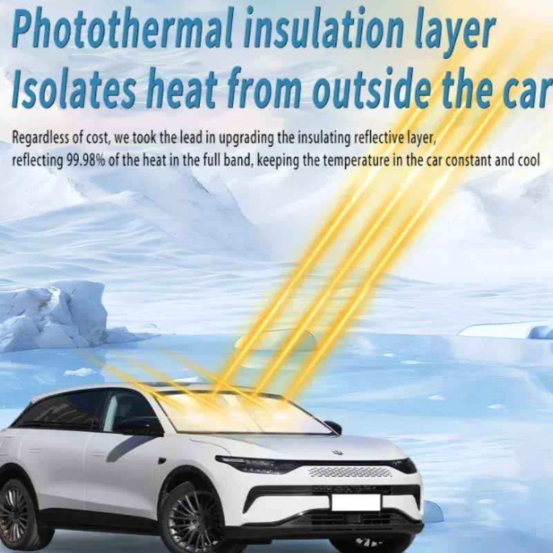 Windshield Sun Shade for Hyundai Tucson 2022-2026 (NX4), Silver Outside and Black Inside, Heat Insulation Film