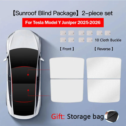 Glass Roof Sunshade for Tesla Model Y 2020-2024 and Juniper, Model 3 2017-2023 and Highland, Clip-On Shades in Black, White or Blue