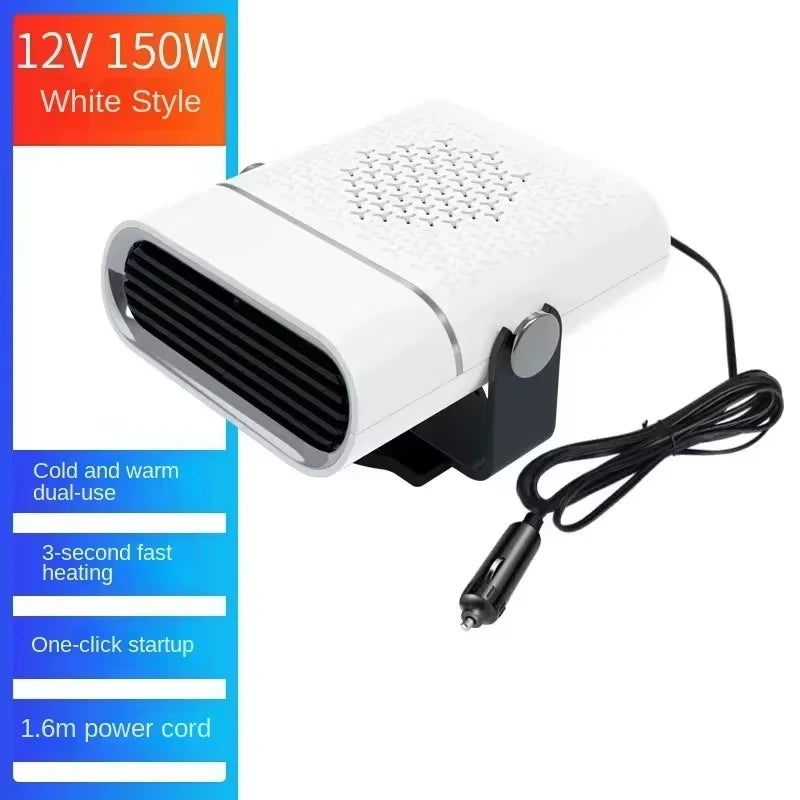 Portable Car Heater and Windshield Defroster, 12V or 24V Plug In Defogger for Cars, SUVs and Trucks, Black or White