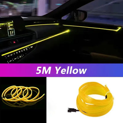 5 m (16.5 ft) EL Wire Car Interior Ambient Light, Flexible Neon Trim Strip with USB or 12V Socket Driver, 10 Colors