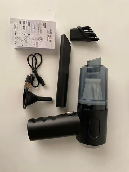 Cordless Handheld Car Vacuum, 2 in 1 Suction and Blower, Rechargeable, with Crevice and Brush Nozzles and Washable Filter