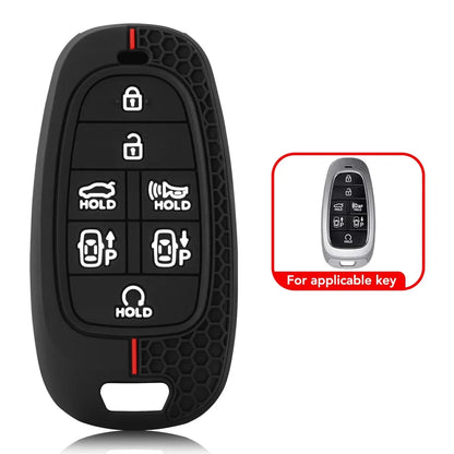 Key Fob Cover for Hyundai 4, 5, 7 and 8-Button Keys, Black Silicone Case for Tucson (NX4), Sonata, Santa Fe and Ioniq 5