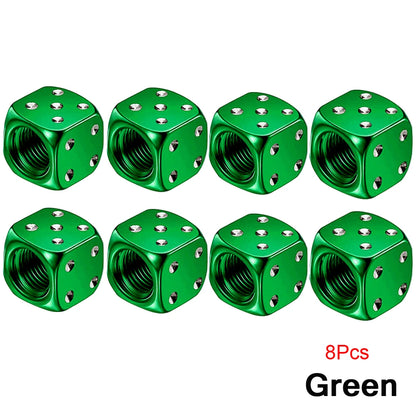 Dice Tire Valve Stem Caps, Dustproof Valve Covers for Cars, Trucks, Motorcycles and Bikes, 4 or 8 Pack, 11 Colors