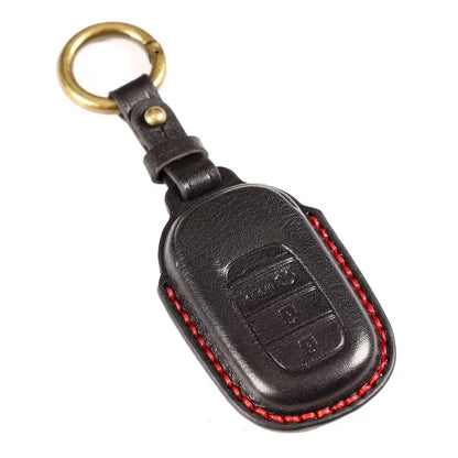 Key Fob Cover for Honda Civic 11th Gen Smart Keys, Stitched Leather Key Case with Buckle, 3 or 4-Button, 4 Colors