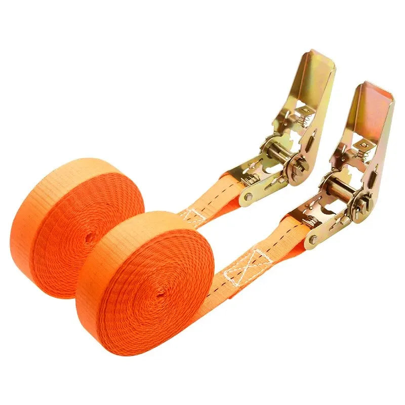 Orange ratchet tie-down strap, 1 inch wide