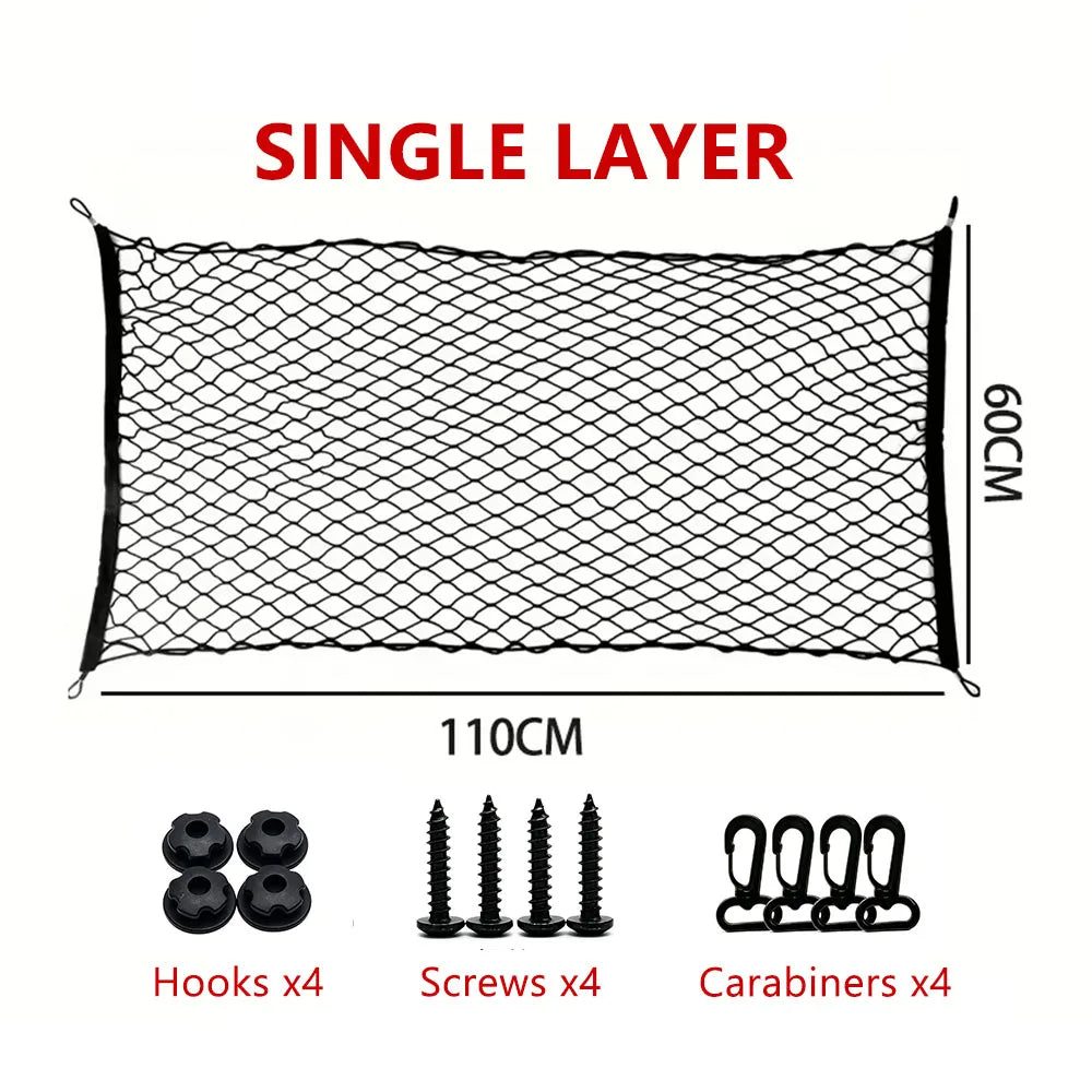 Trunk Cargo Net for Toyota RAV4 2019-2025, Single or Double Layer Elastic Nylon Mesh with Buckles for Trunk Anchor Points
