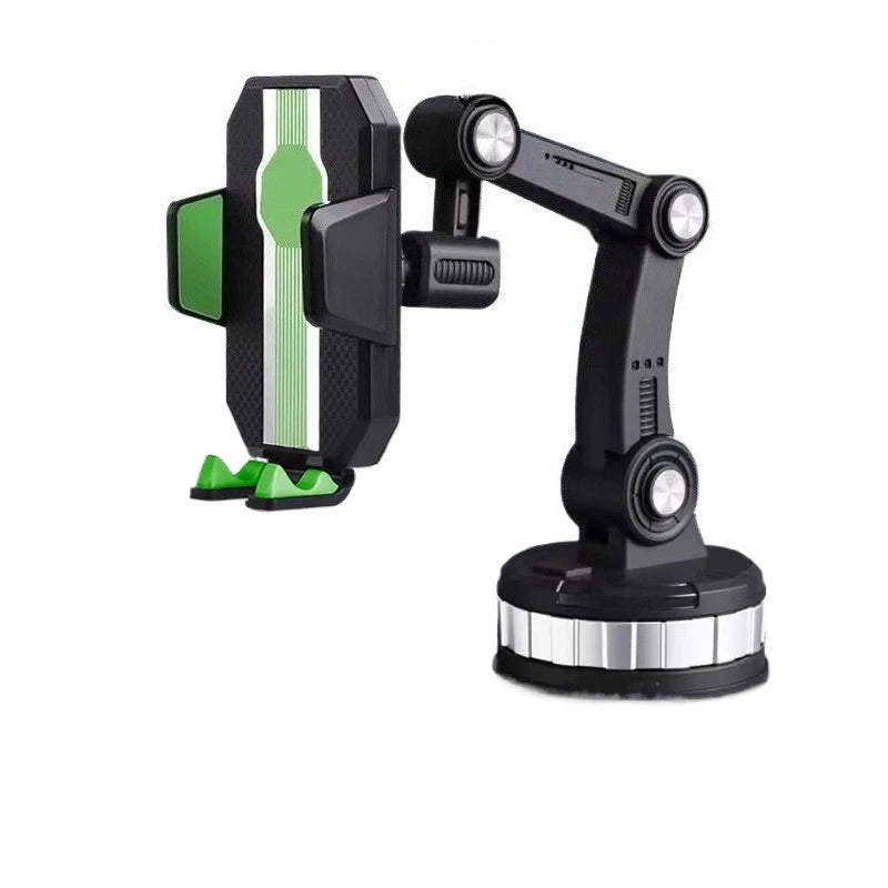 Suction cup car phone mount with green accents