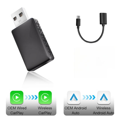 Wired to Wireless CarPlay and Android Auto Adapter, Automatic Mode Switching, for Cars with Factory Wired CarPlay or Android Auto