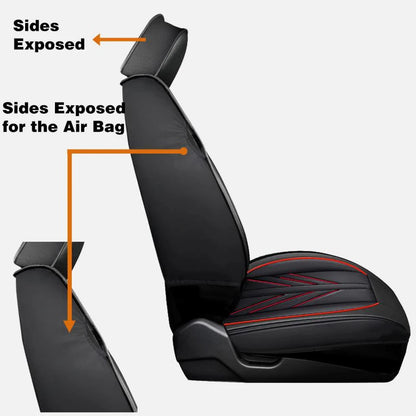 Faux Leather Seat Covers for Toyota RAV4 2019-2024, 5-Seat Full Set with Headrest Covers, Black and Red