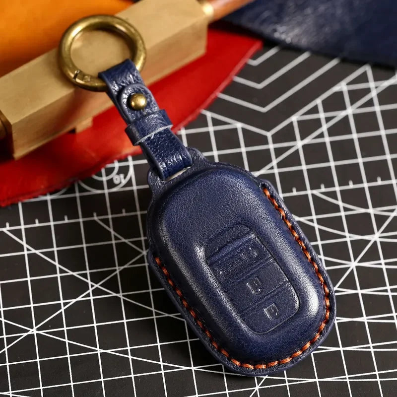 Key Fob Cover for Honda Civic 11th Gen Smart Keys, Stitched Leather Key Case with Buckle, 3 or 4-Button, 4 Colors