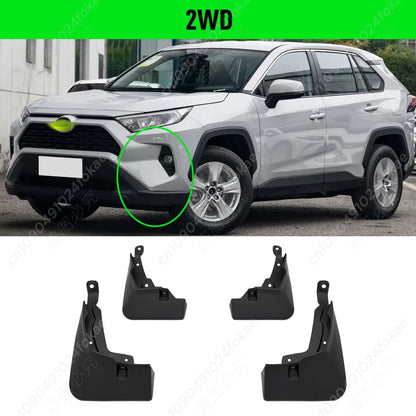 Molded ABS Mud Flaps for Toyota RAV4 2019-2024, Set of 4 Splash Guards with Screws, 2WD or 4WD Version