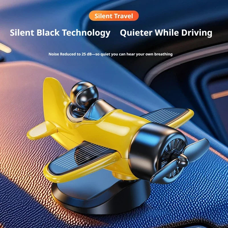 Solar Powered Airplane Dashboard Ornament, Light Activated Spinning Propeller, Vintage Aviator Car Decor, No Batteries Needed