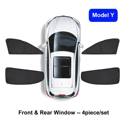 Privacy Sun Shades for Tesla Model Y 2021-2024 and Juniper 2025, Windshield, Rear and Side Window Shades, Single Pieces to 8-Piece Set