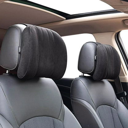 Memory Foam Car Neck Pillow with Washable Pillow Case, Neck Support for Driving and Travel, Black or Gray