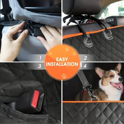 Waterproof Dog Hammock Back Seat Cover with Side Flaps, Scratch Resistant Quilted Pet Seat Protector for Cars and SUVs