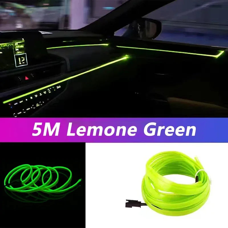 5 m (16.5 ft) EL Wire Car Interior Ambient Light, Flexible Neon Trim Strip with USB or 12V Socket Driver, 10 Colors