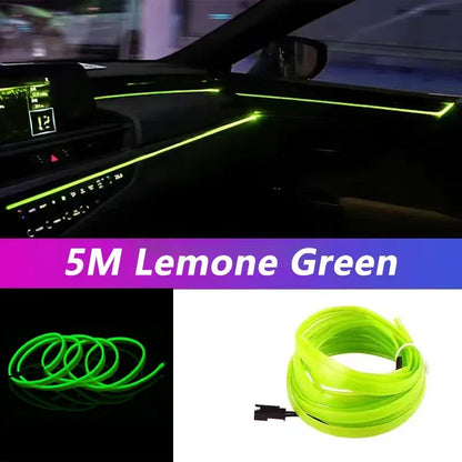 5 m (16.5 ft) EL Wire Car Interior Ambient Light, Flexible Neon Trim Strip with USB or 12V Socket Driver, 10 Colors