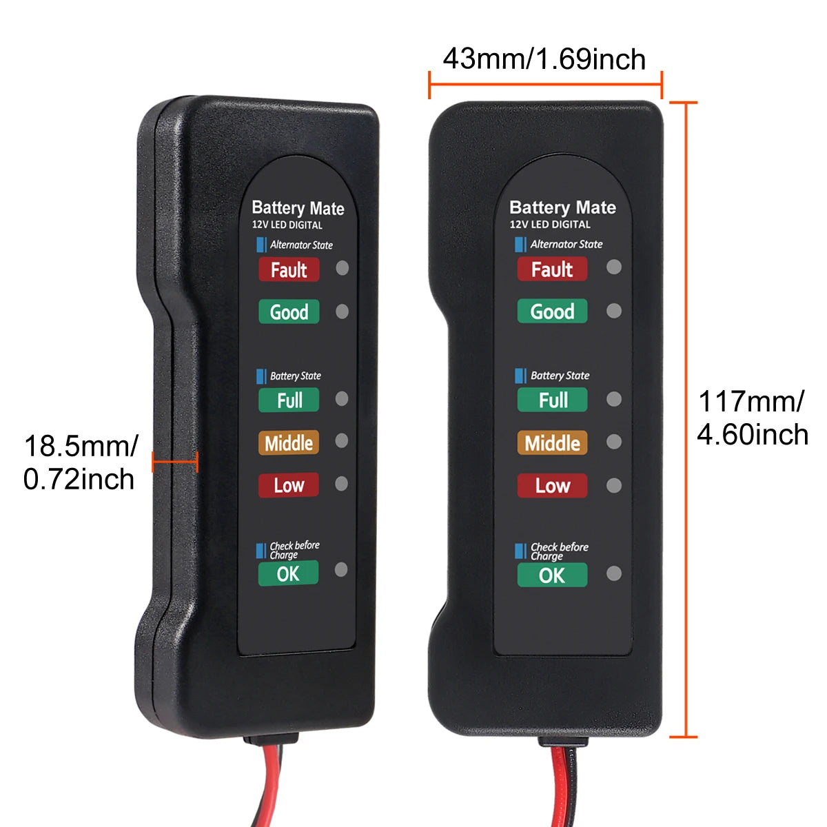 12V Car Battery and Alternator Tester, 6 LED Battery Checker for Charge Level and Charging System