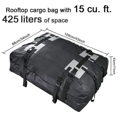 Waterproof Rooftop Cargo Bag, 15 cu ft 600D Oxford Roof Carrier for SUVs, Cars and RVs, Bag Only, Grip Mat or Bag and Mat Set