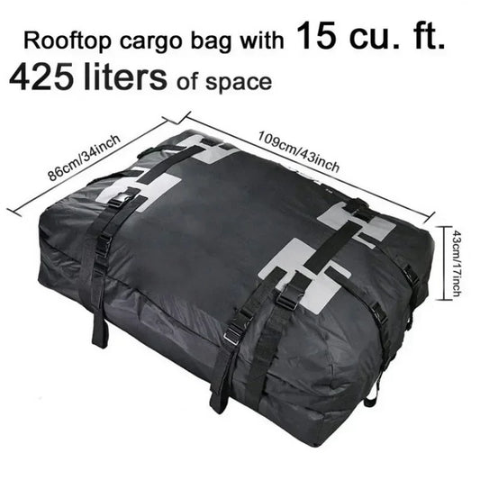 Waterproof Rooftop Cargo Bag, 15 cu ft 600D Oxford Roof Carrier for SUVs, Cars and RVs, Bag Only, Grip Mat or Bag and Mat Set
