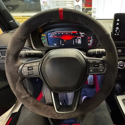 Steering Wheel Cover for Honda CR-V 2023-2024 and Civic (11th Gen), Hand-Stitched Perforated Suede and Microfiber Leather, 11 Colors