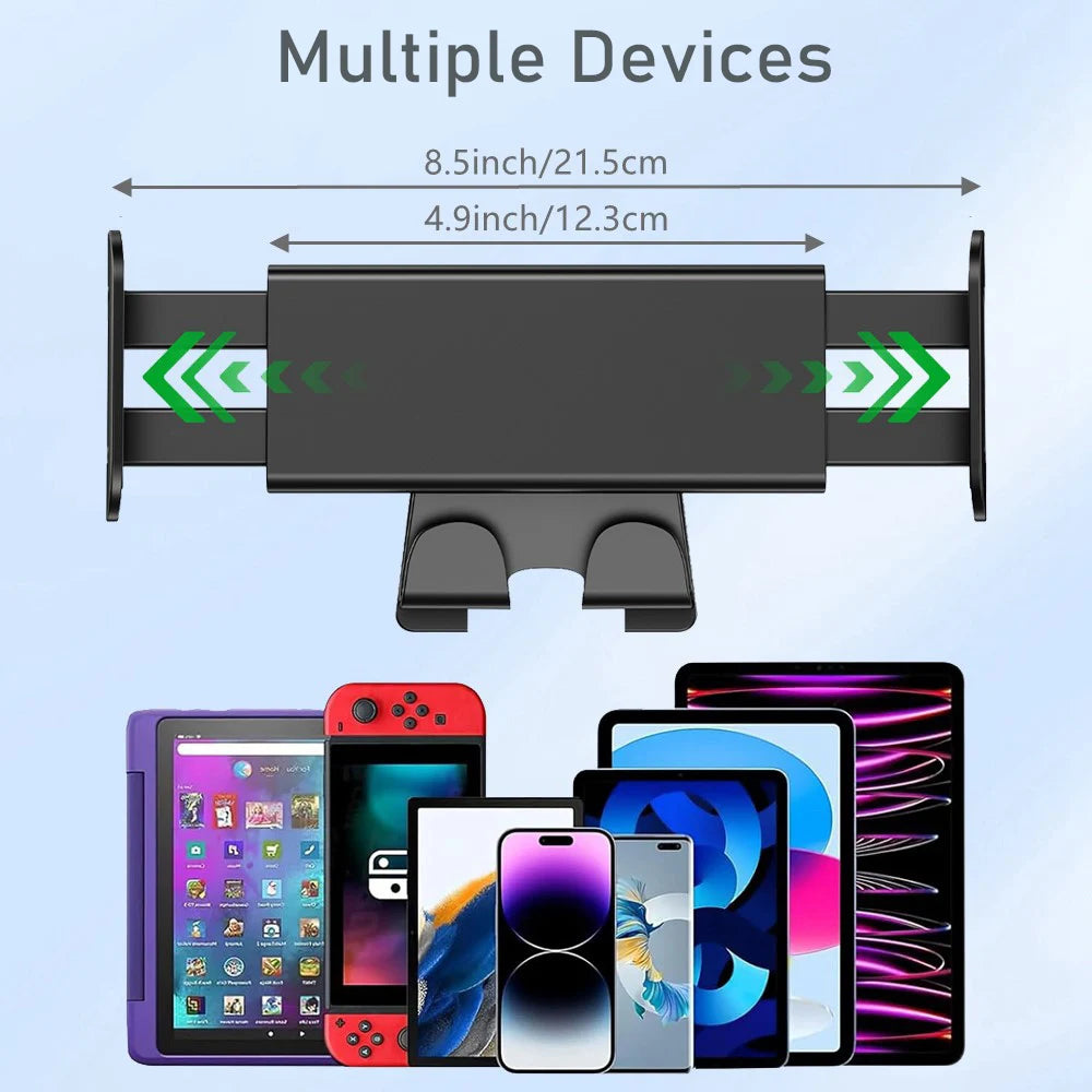 Headrest Phone and Tablet Holder for Tesla Model 3 and Model Y, 360 Degree Rotating Back Seat Mount Up to 8 Inch, 2 Hooks