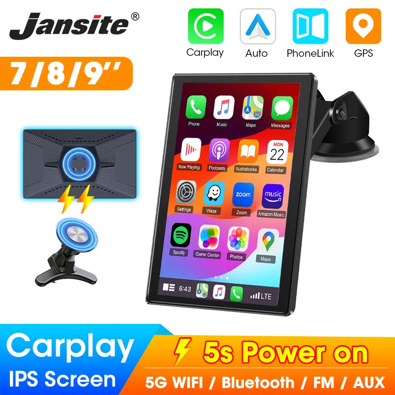 Portable CarPlay screen with brand logo