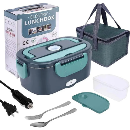 60W Electric Lunch Box for Car, Truck and Home, 1.5 L Heated Food Container with Stainless Steel Liner, Carry Bag, Fork and Spoon