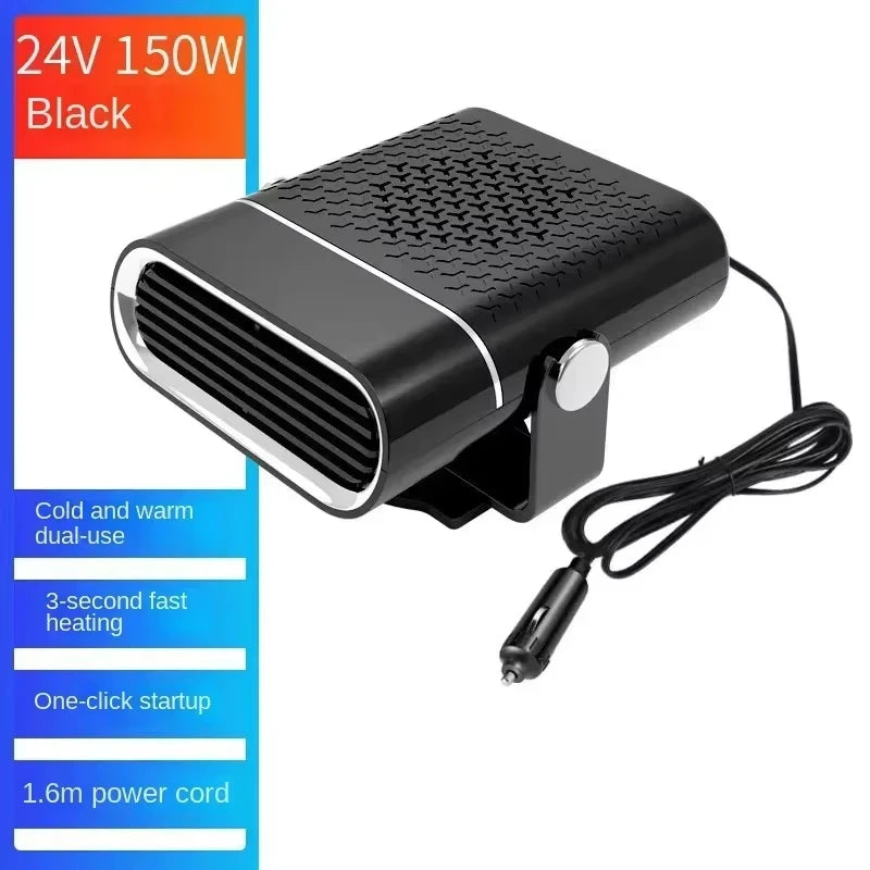 Portable Car Heater and Windshield Defroster, 12V or 24V Plug In Defogger for Cars, SUVs and Trucks, Black or White