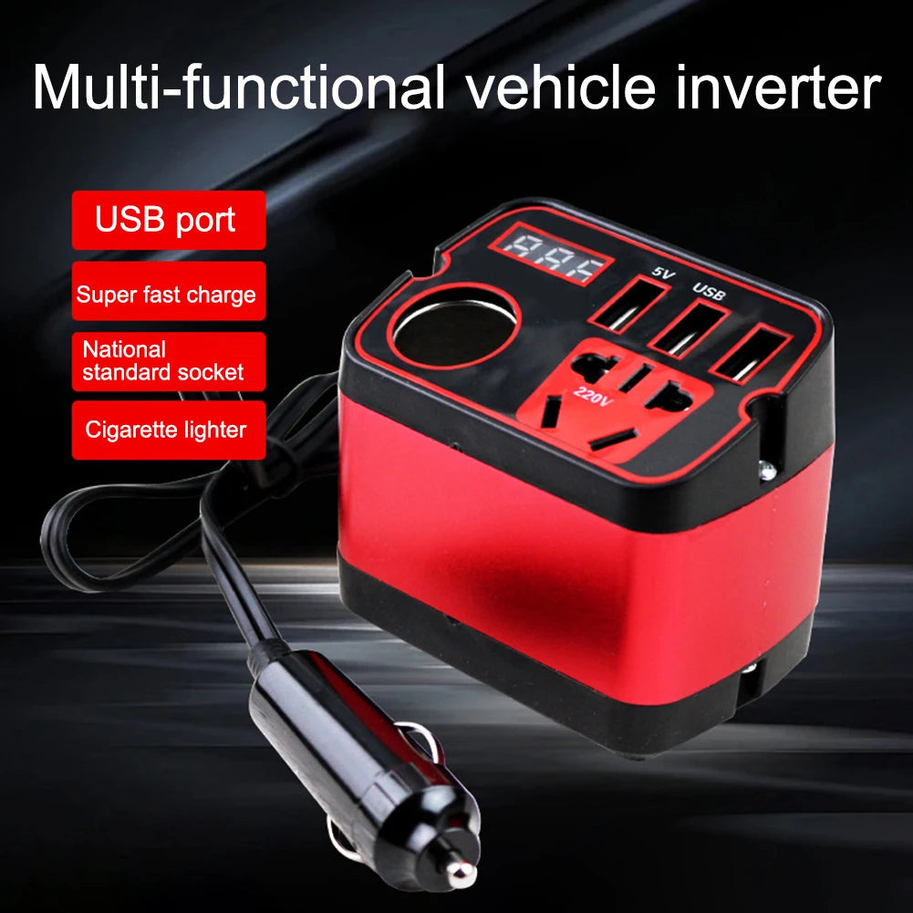 Mini Car Power Adapter, 12V to 110V Outlet with USB Fast Charging, Plugs into the Accessory Socket, for Phone and Laptop Chargers