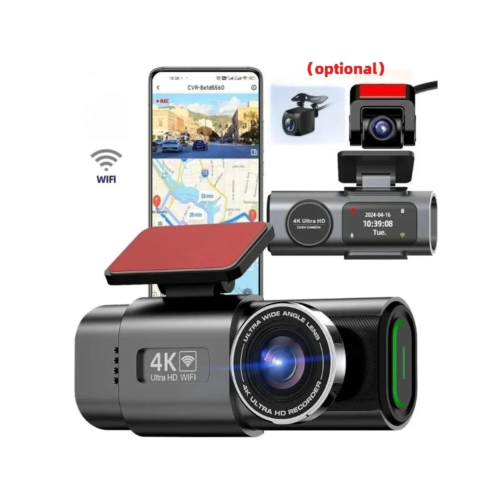4K dash cam with Wi-Fi phone app and optional rear camera