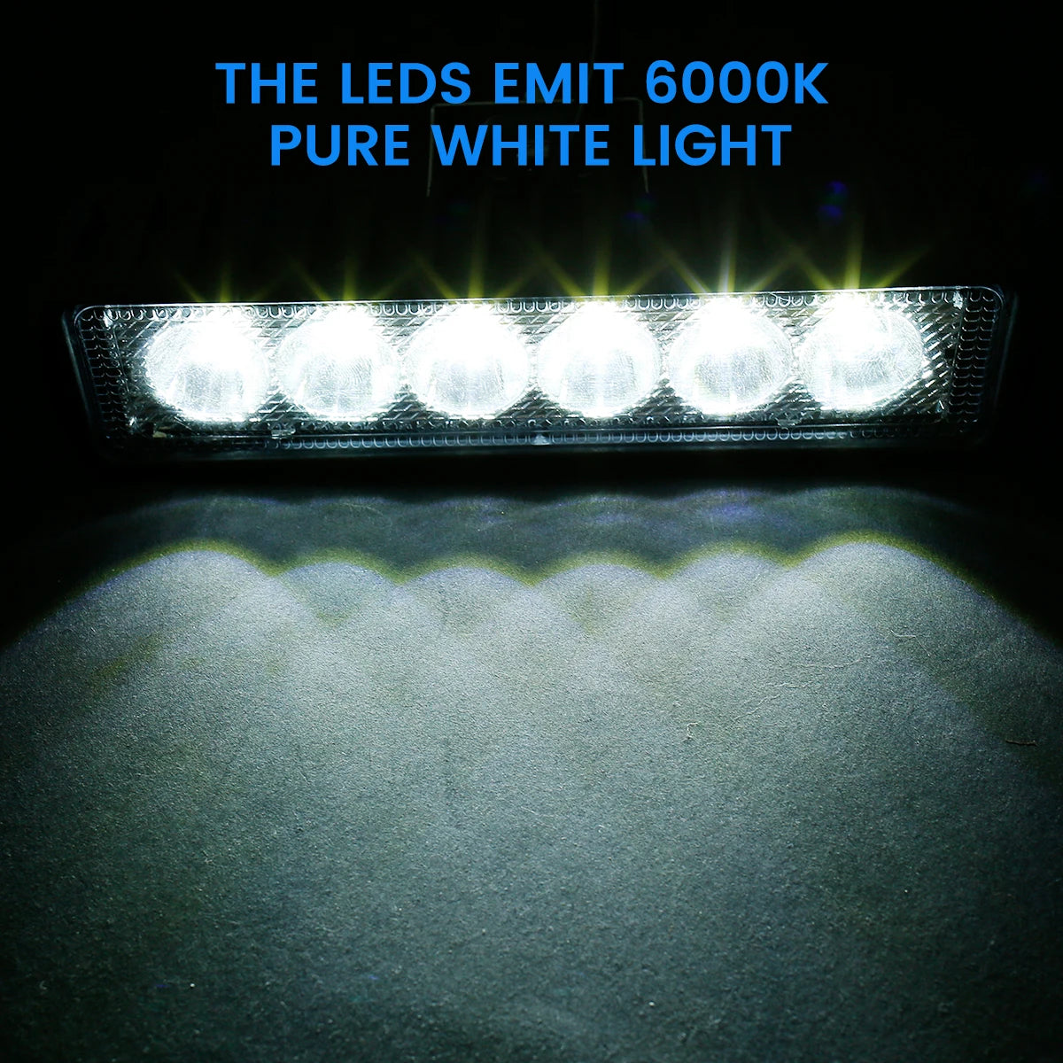 18W LED Work Light Bar, 6 LED 6000K White, Spot and Flood Combo, Aluminum Housing, Single, 2 or 4 Pack, for Trucks, ATVs and Boats