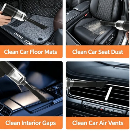 Cordless Handheld Car Vacuum, 2 in 1 Suction and Blower, Rechargeable, with Crevice and Brush Nozzles and Washable Filter