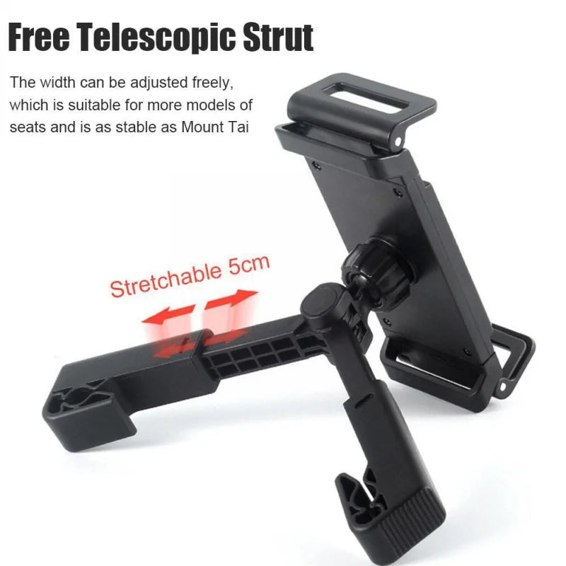 Headrest Tablet Mount with 360 Degree Rotation for Car Back Seat, Adjustable and Foldable Tablet Holder for Road Trips, Black